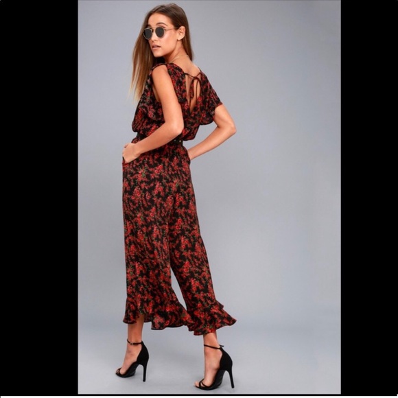 BB Dakota Pants - 🦋JACK BB DAKOTA Black & Red Floral Print Jumpsuit